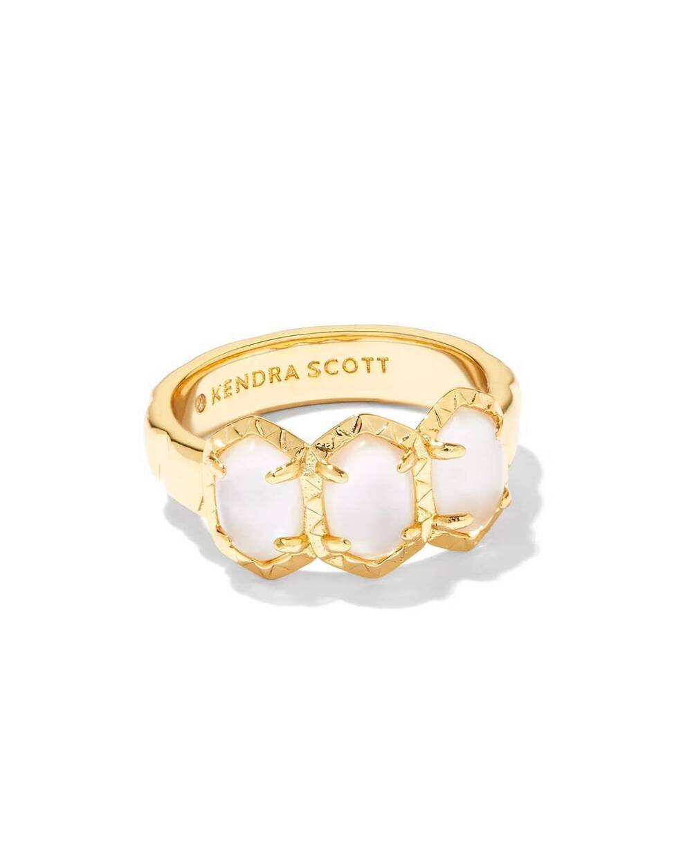 NEW KENDRA SCOTT women's daphne band ring in gold ivory mother of pearl